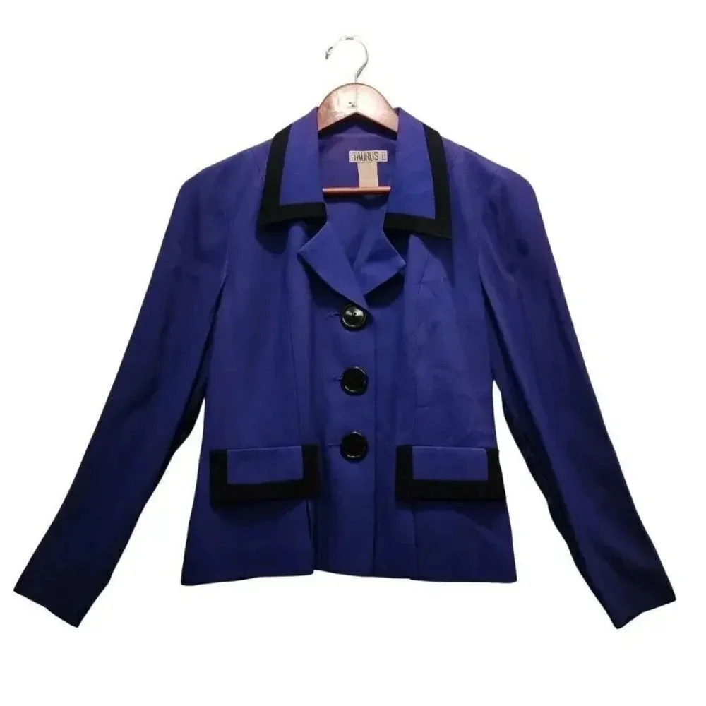 Taurus II Women's Purple Rayon Blend Long Sleeve Front Buttons Outdoor Blazer